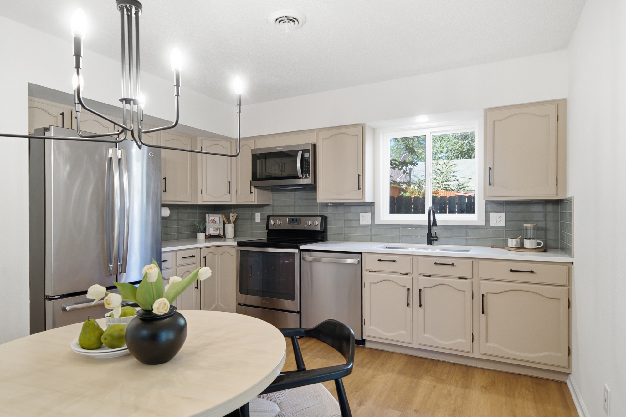 Kitchen cabinetry and backsplash