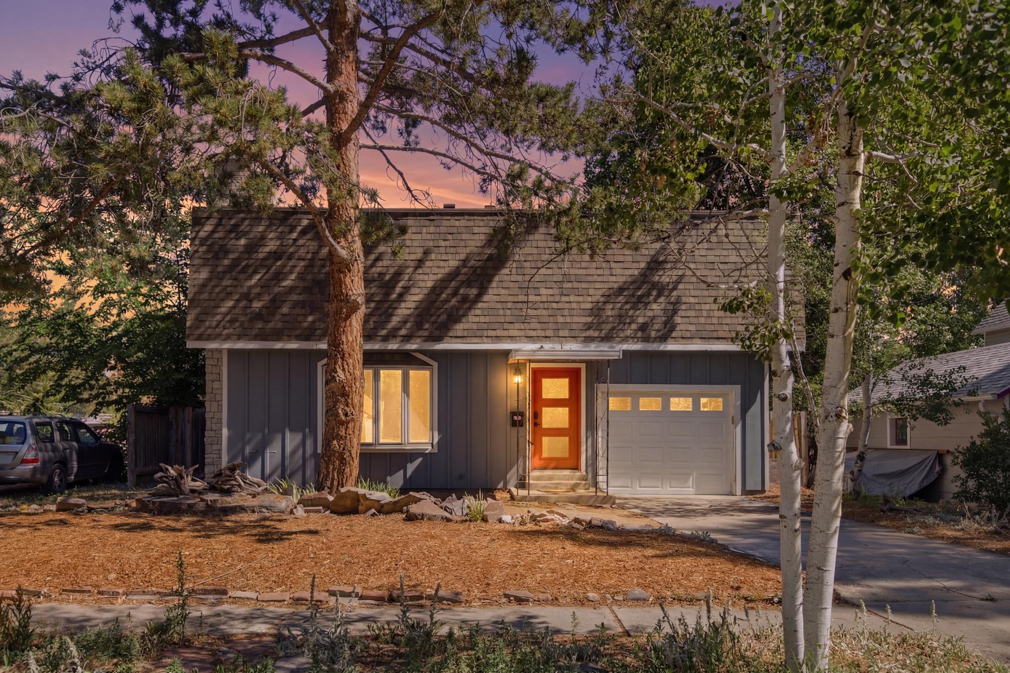 Front exterior at twilight