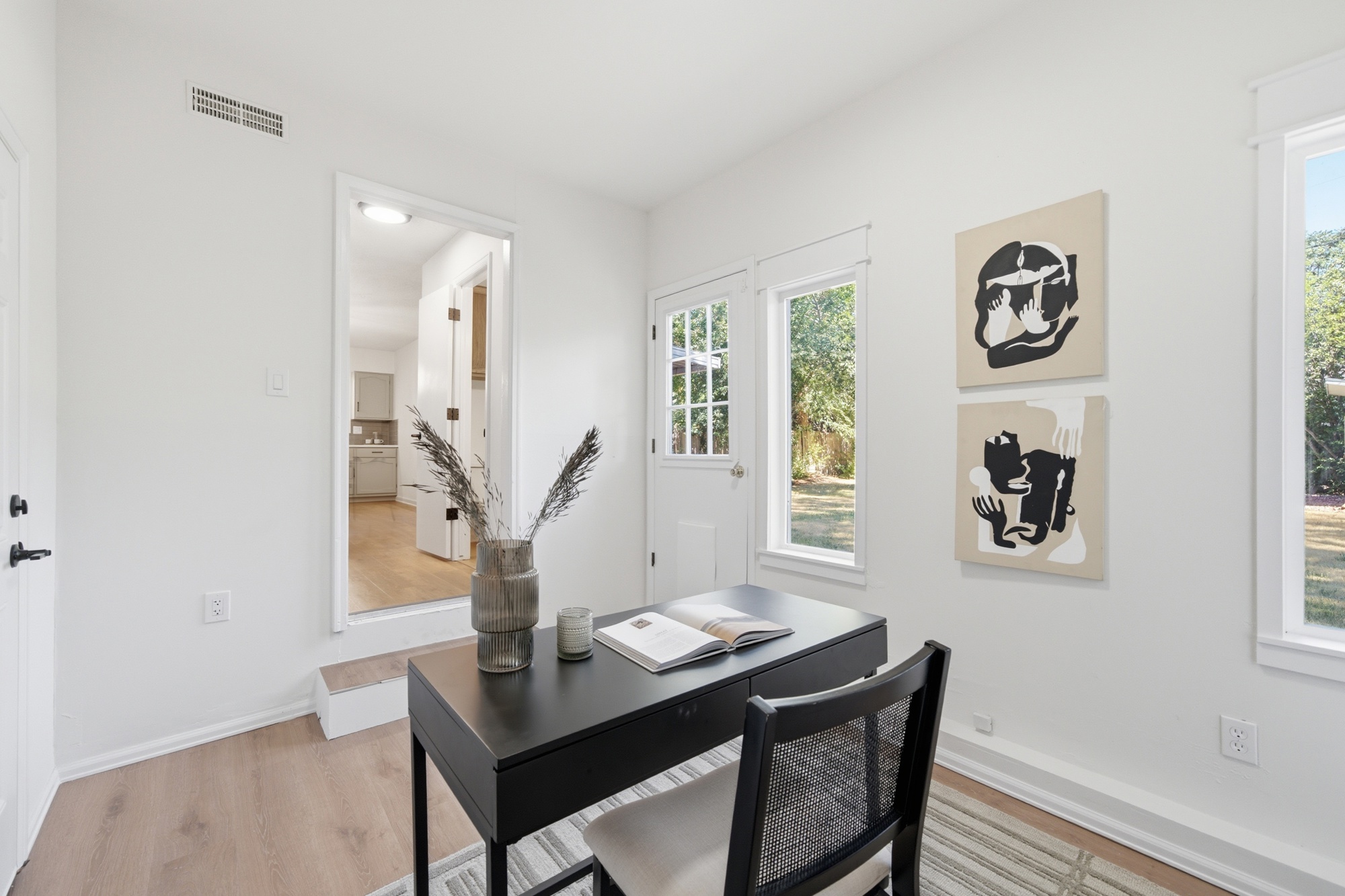 Office nook near the back door